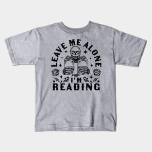 Leave Me Alone I'm Reading - Skeleton Reading Book Halloween Kids T-Shirt